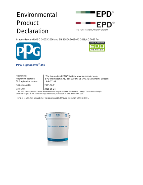 Environmental Product Declaration S-P-07109 PPG Sigmacover 250