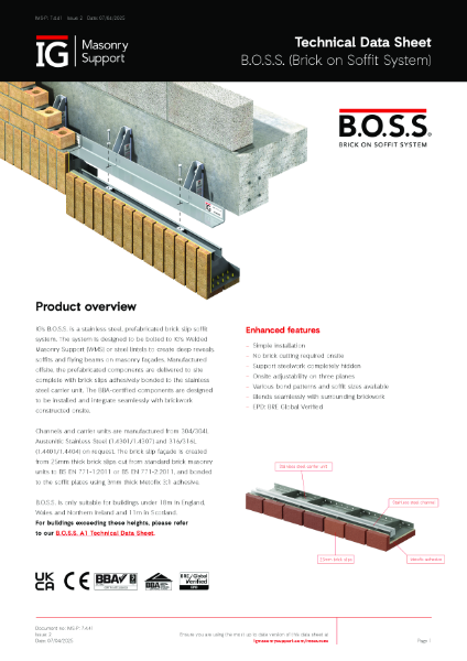 B.O.S.S. (Brick on Soffit System) Technical Data Sheet