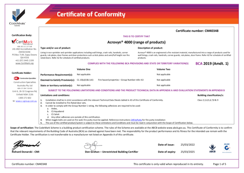 Certificate of Conformity