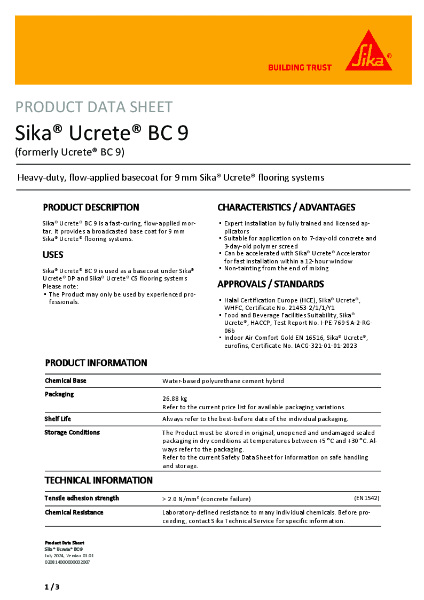 Product Data Sheet - Sika® Ucrete® BC 9