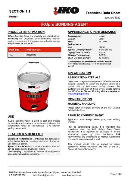 Technical Data Sheet (TDS) - IKOpro Bonding Agent