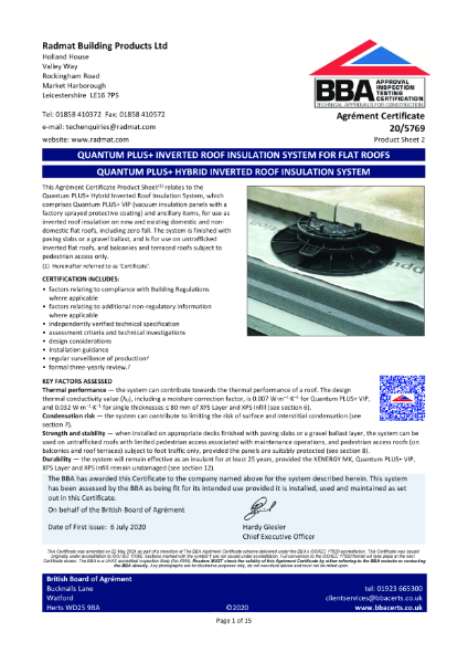 BBA-20-5769-Quantum Plus+Hybrid PS2-Inverted Roof Insulation System