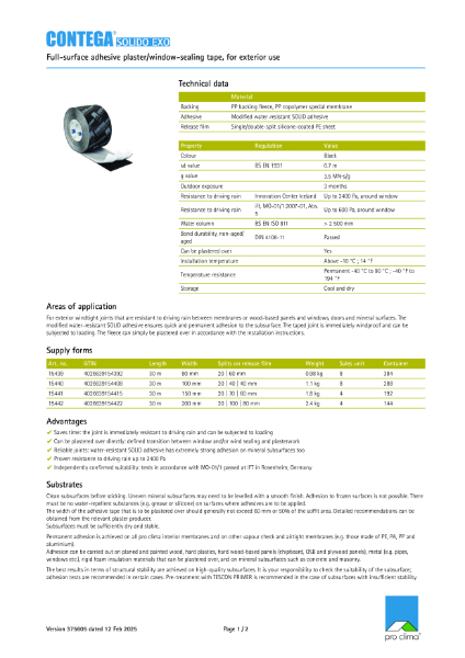 Contega Solido Exo Technical Datasheet