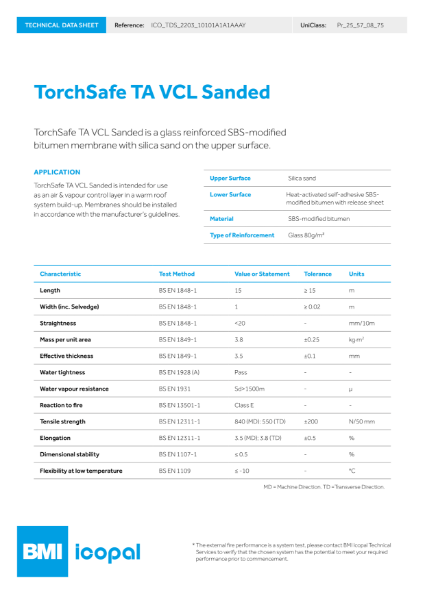 TorchSafe TA VCL Sanded Technical Data Sheet
