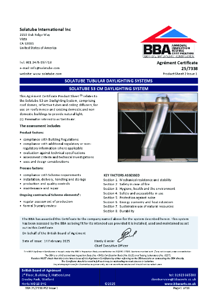 BBA Agrément Certificate