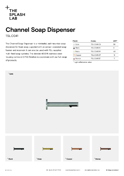 Channel Soap Dispenser Datasheet