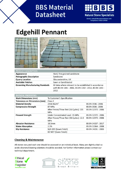 Edgehill - Technical Data