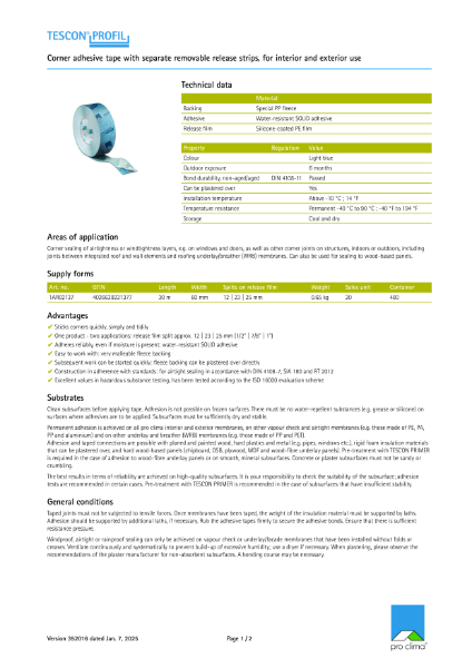 Tescon Profil Technical Datasheet