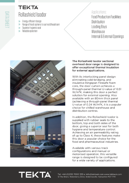 Rollashield Isodor Sectional Door Datasheet