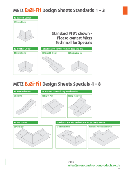 EaZi-Fit Design Sheets For Metz EaZi-fit Non Combustible A1 Cavity Trays