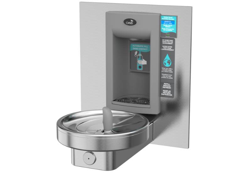 M140REBFY Fully Recessed Hands-Free bottle filler With A Radii Modular Drinking Fountain