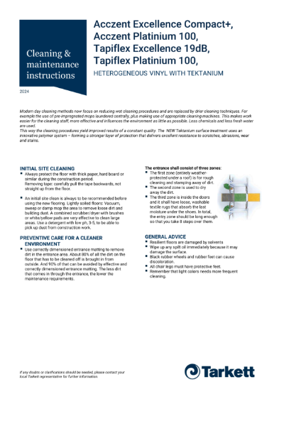 Maintenance Guide - Tarkett Heterogeneous Vinyl