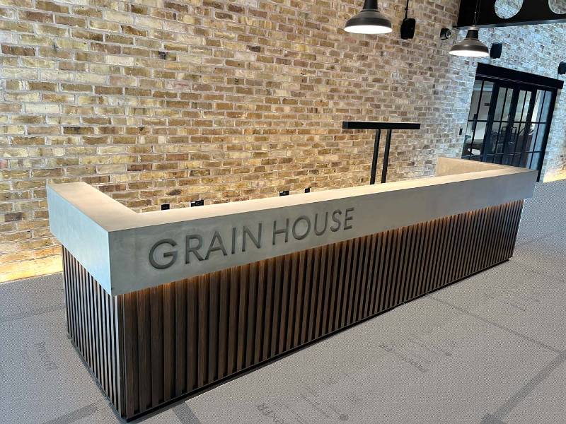 Concrete Reception Desk, Grain House Covent Garden