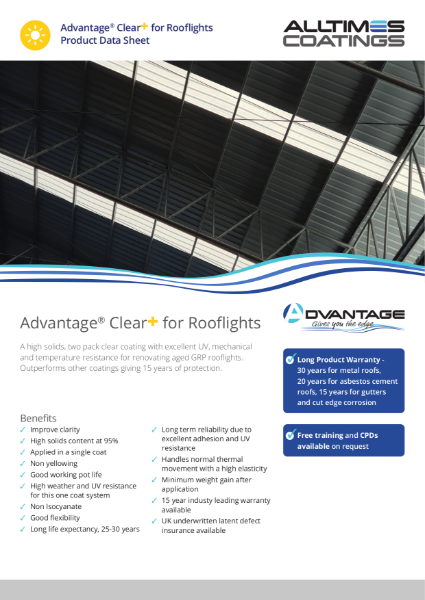 Advantage CLEAR PLUS for ROOFLIGHTS - Product Data Sheet