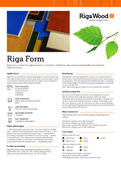 Riga Form - Datasheet - Riga Wood