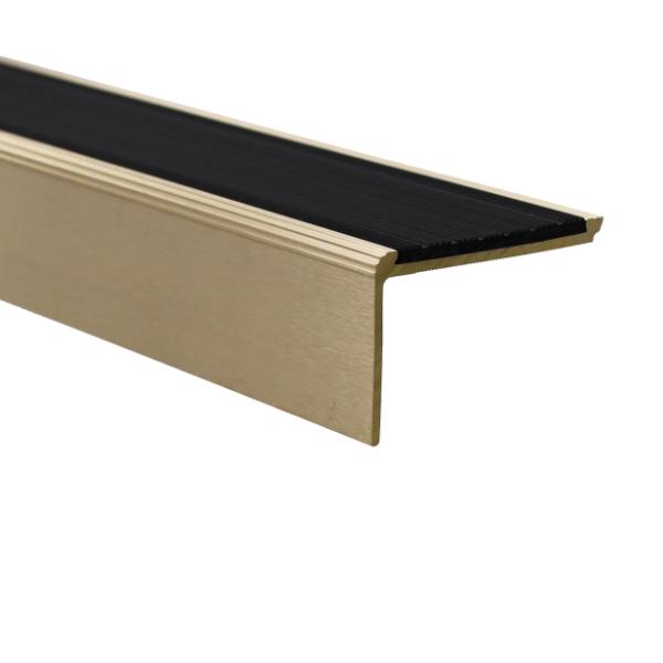 5 mm Gauge Solid Brass Stair Nosings with CarbiGrip Carborundum Insert - Brass Stair Nosings