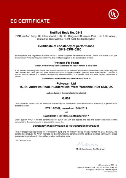 Protecta FR Foam - EC Certificate