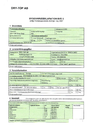Kantförseglingstape Butyl Byggvarudeklaration