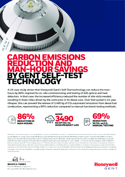 Honeywell Gent Carbon Emissions Reduction and Man-Hour Savings by Gent Self-Test Technology