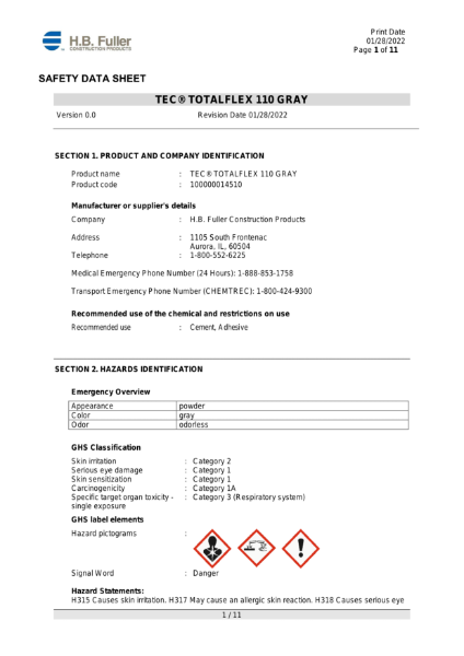 TotalFlex 110 Gray - SDS