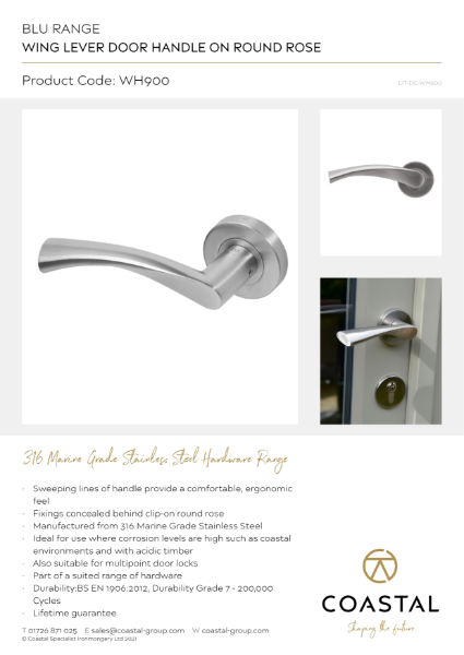 BLU™ - WH900 Wing Lever Door Handle Data Card