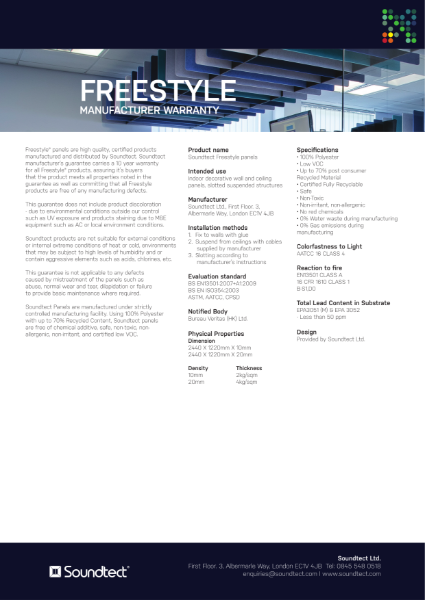 Freestyle Manufacture Warranty