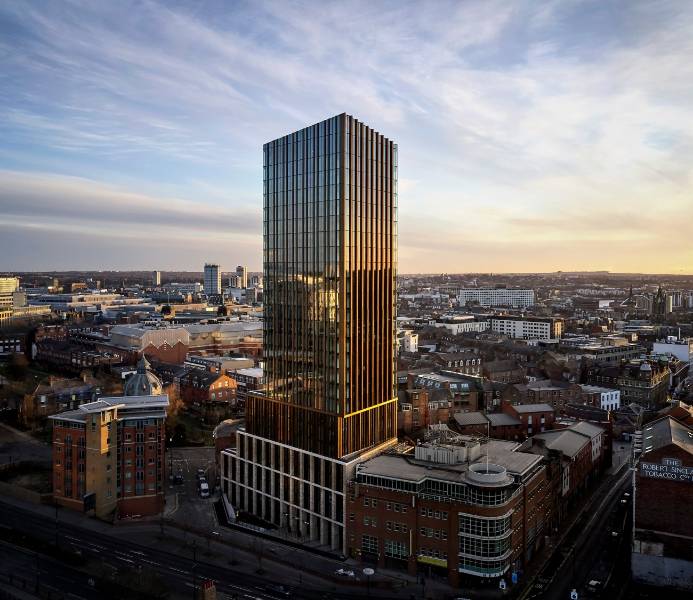 Hadrian's Tower, Newcastle, featuring Reynaers CW 65 unitised curtain wall