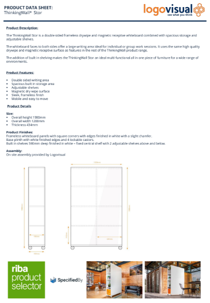 ThinkingWall Stor Mobile Storage Whiteboard Data Sheet