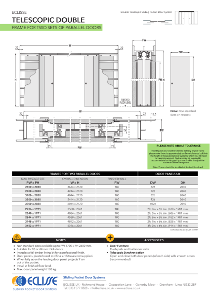 Telescopic DOUBLE Pocket Door System