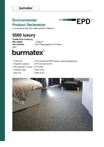 EPD certificate for carpet sheet 5500 luxury