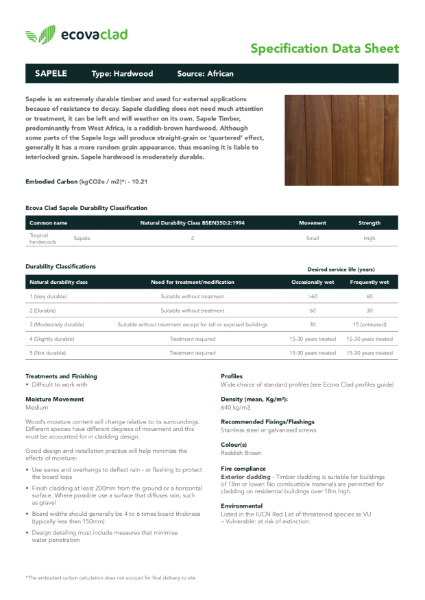 Sapele Data Sheet