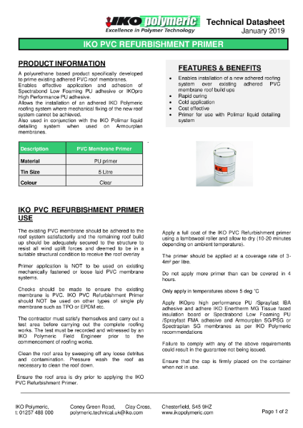 Technical Data Sheet (TDS) - IKO PVC Refurbishment Primer