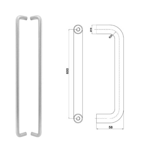 Pull Handles - Sharp Corner Pull Handle (Premium Range) - Pull Handle