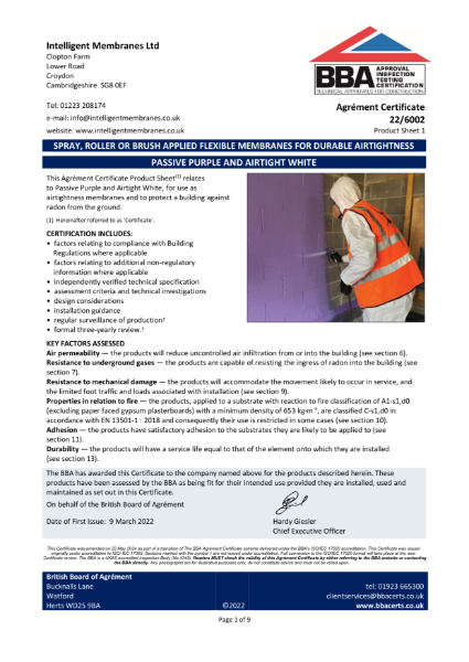 BBA Cert - Passive Purple M Airtight White Spray - Roller