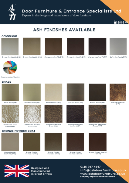 ASH Available Product Finishes