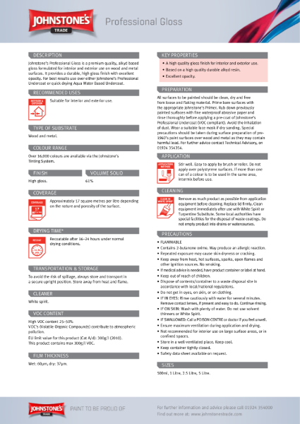 Trade Professional - Product Datasheets