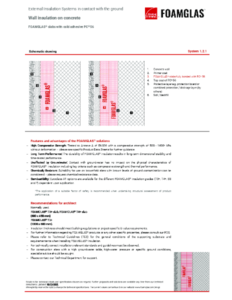 TDS_1.2.1_Wall Below Ground - FOAMGLAS Insulation to Concrete Wall