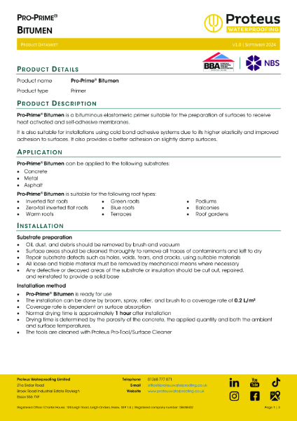 Product Data Sheet - Pro-Prime® Bitumen