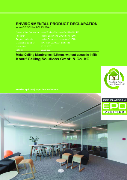 EPD Metal Ceiling Membranes (0.5 mm, without acoustic infill)