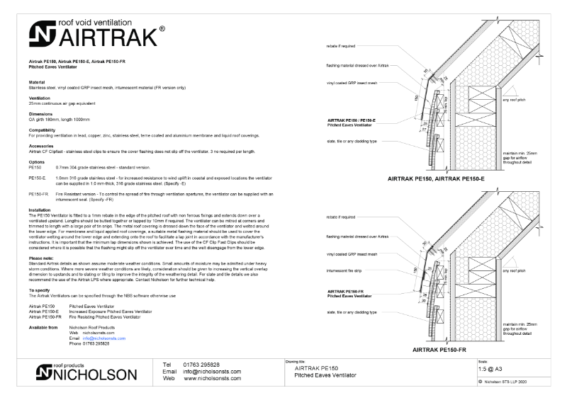 AIRTRAK PE150 Tech Data Sheet