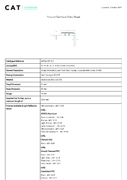 ANT60/55/12.5 Mill Aluminium Technical Datasheet