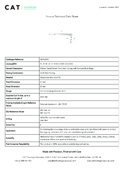 AN1SLR-R Polished Aluminium Technical Datasheet