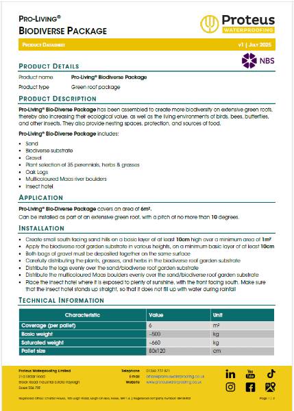 Product Data Sheet - Pro-Living® Biodiverse Package