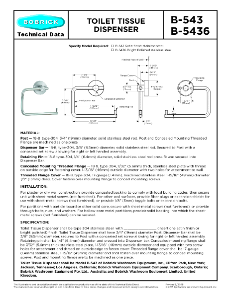 Technical Data Sheet B-543 and B-5436