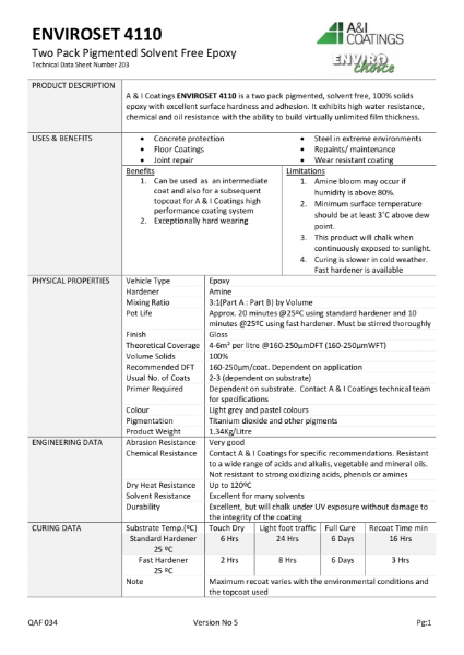 Enviroset 4110 Technical Data Sheet