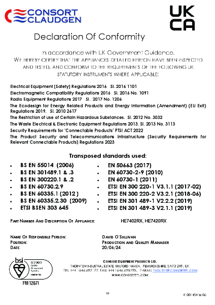 Certificate of Conformity