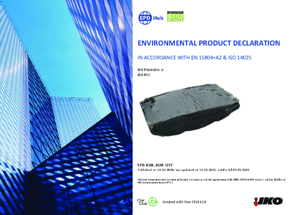 EPD Certificate - IKO Permatec LI Hot Melt Waterproofing Systems