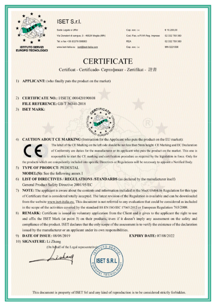 MESA Support Steel Pedestal CE Certificate