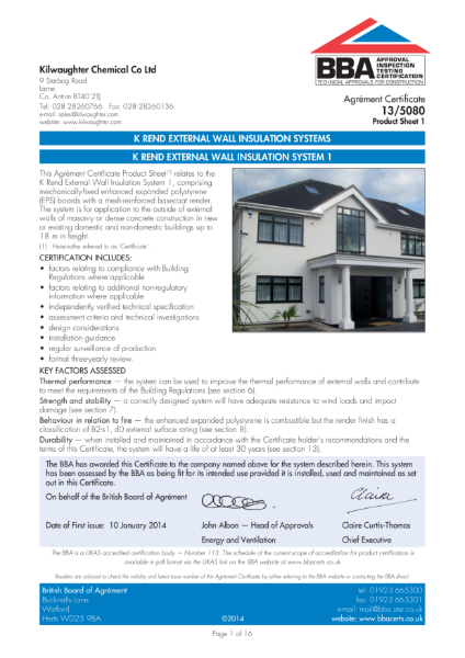 13/5080_1 K Rend External Wall Insulation System 1