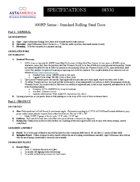 400HP Series Standard Rolling Steel Specs